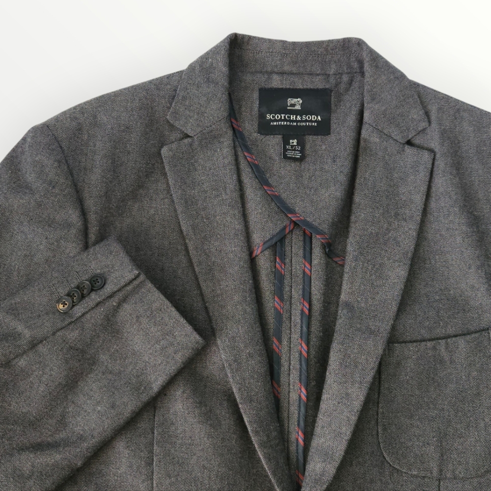 Scotch & Soda Monsieur Scotch Mens Blazer XL 52 Gray Cotton 2-Button Jacket Cas